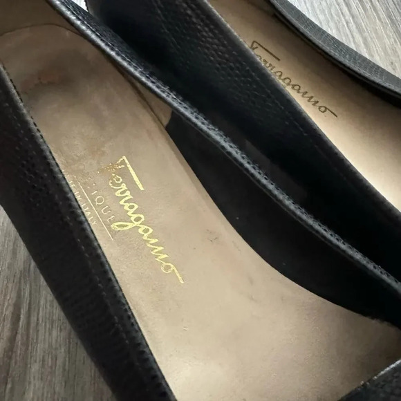 Salvatore Ferragamo Womens Animal Print Loafers 8.5 Black Lizard Whimsigoth - Picture 4 of 13